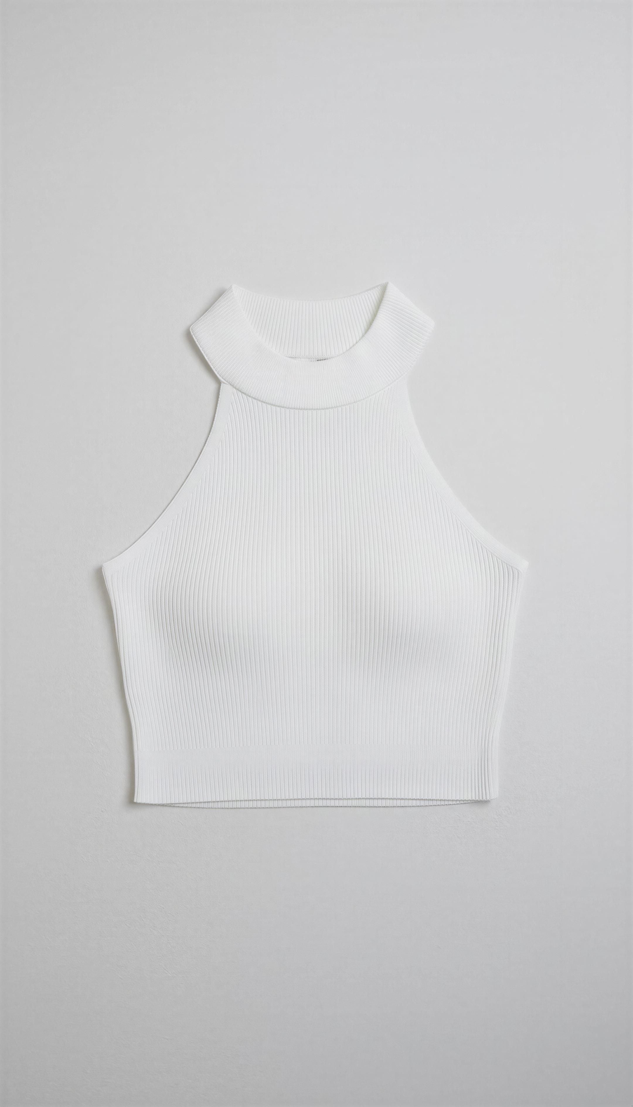 Top Halter Canalé Blanco Elegance