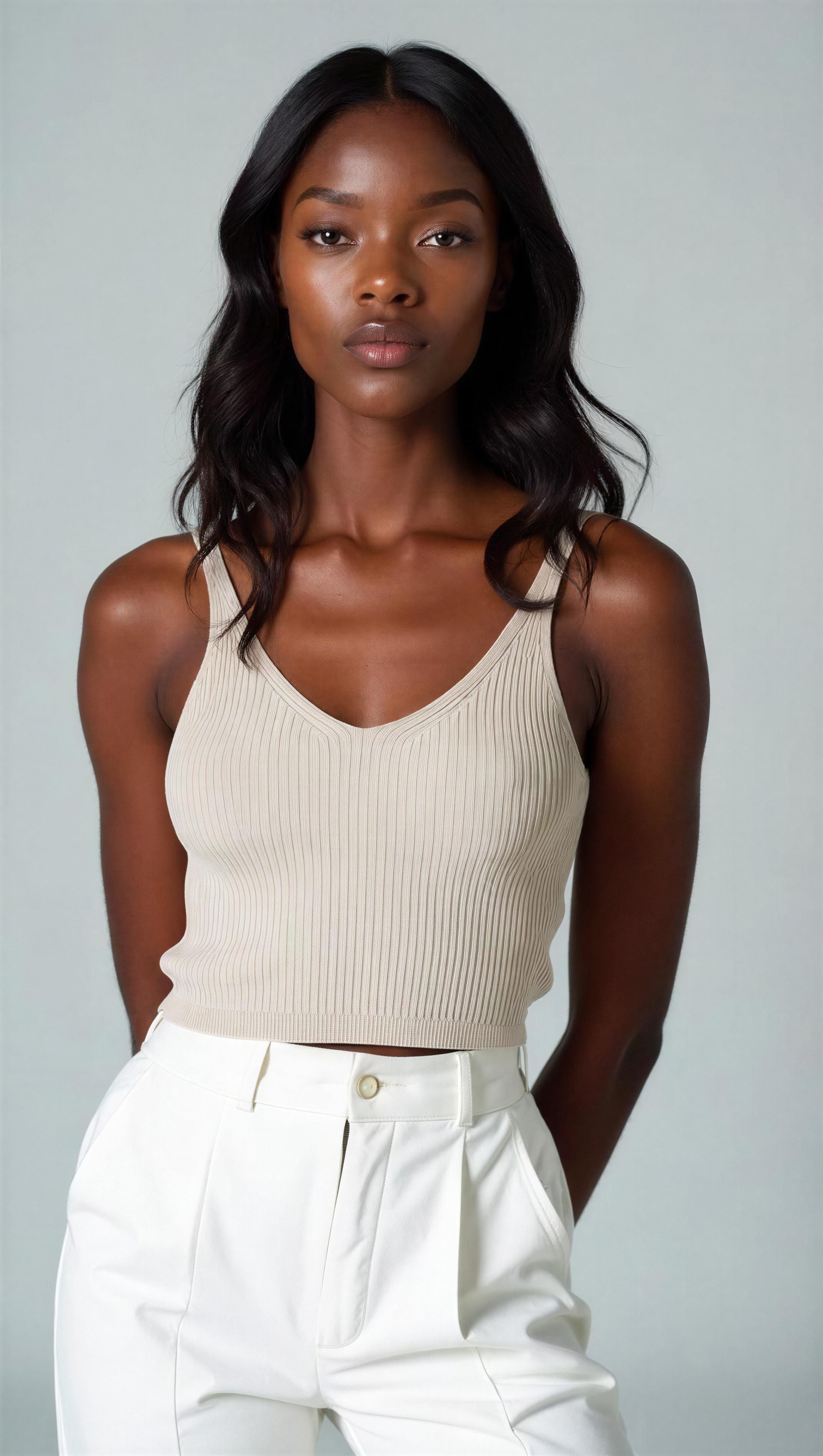 Top canalé premium beige