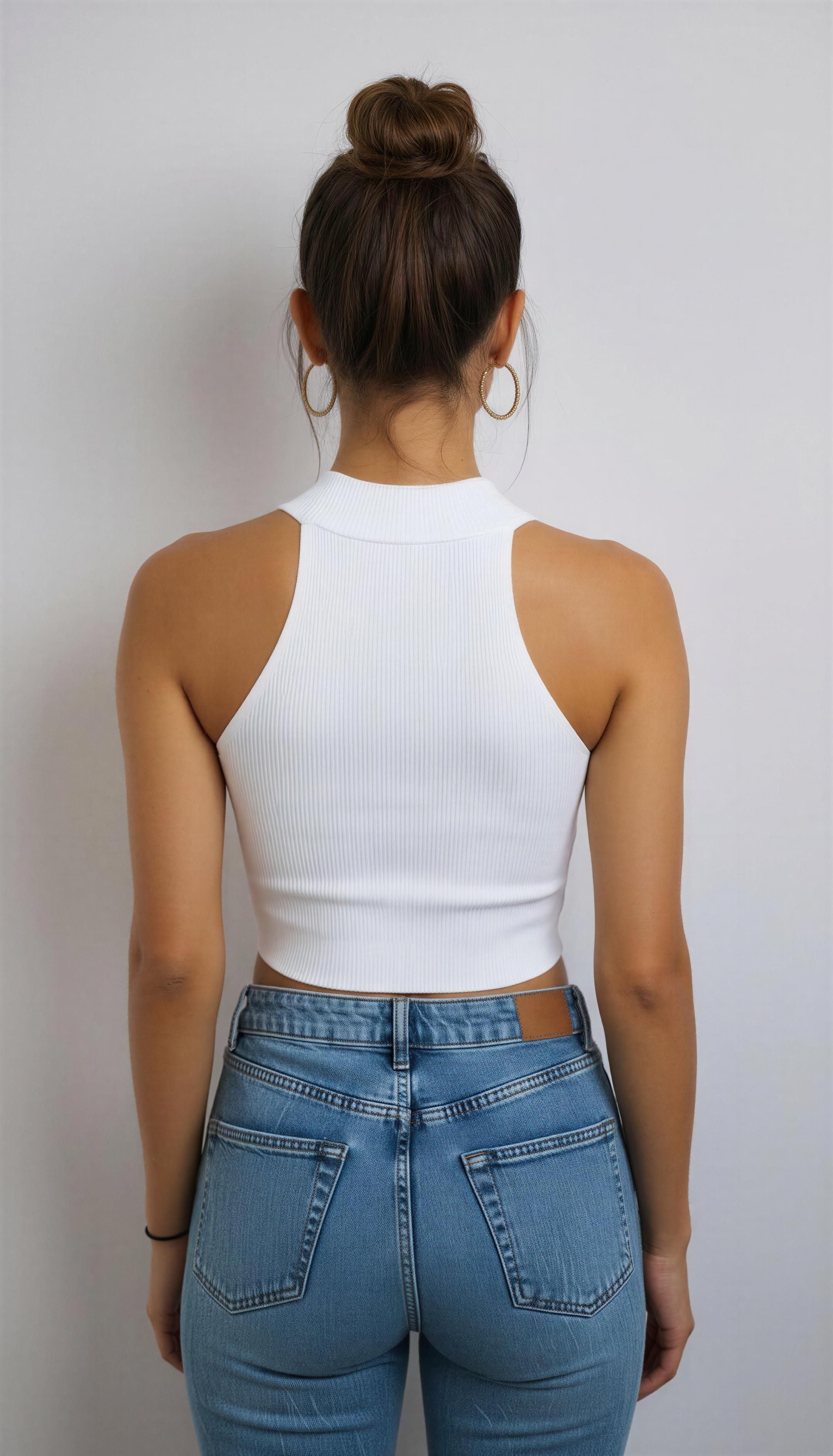 Top Halter Canalé Blanco Elegance